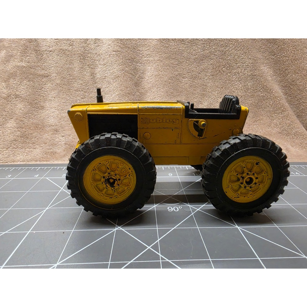 Vintage Hubley Diecast Toy Tractor Yellow Farm Vehicle Made in USA 9 Inch